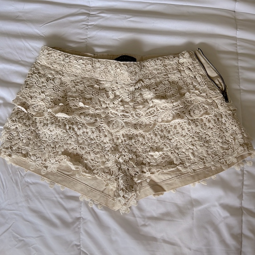 Cream Eyelet Shorts - Zara